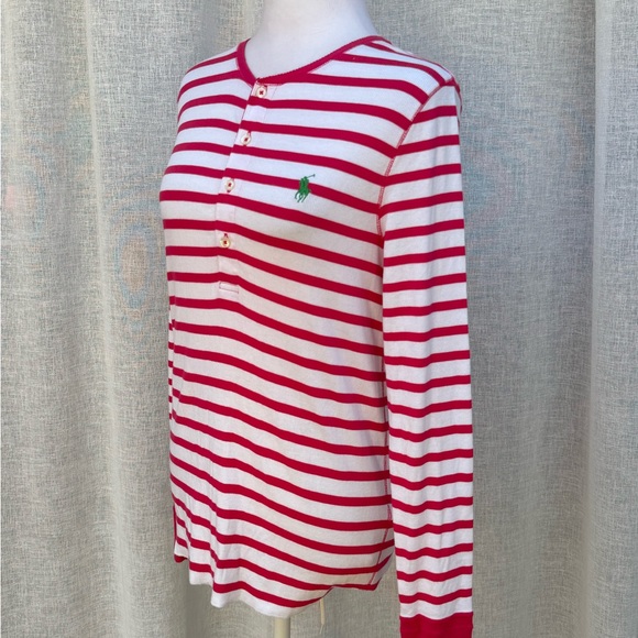 Ralph Lauren blue label pink and white striped long sleeve top - Picture 5 of 12
